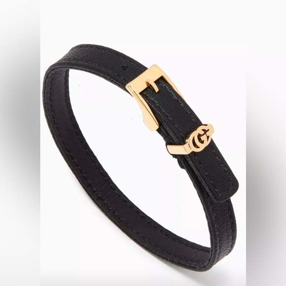 Gucci Jewelry - New GUCCI Double G Bracelet in Leather Black🌟💛🖤